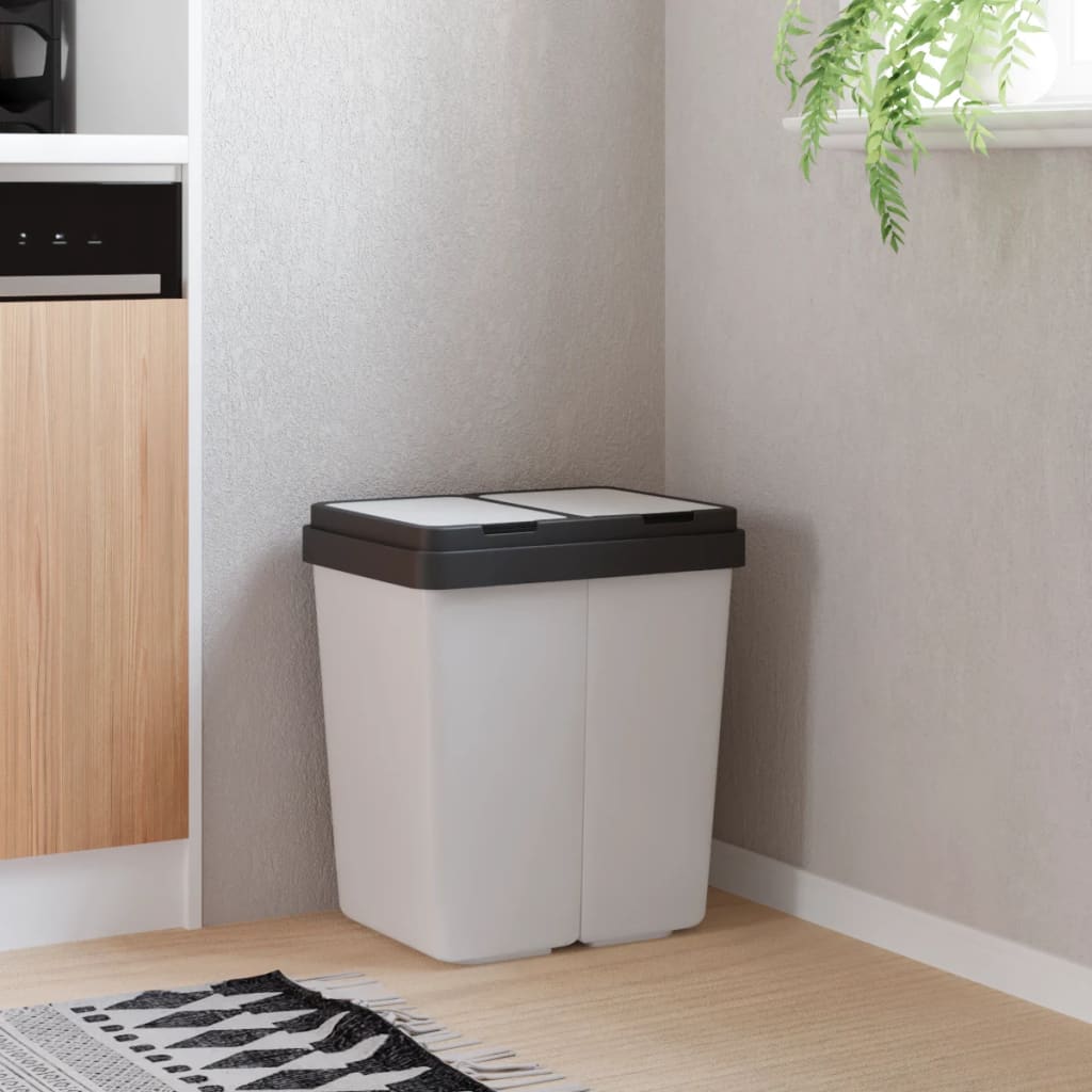 Vuilnisbak Dubbel 2X25 L Wit 1