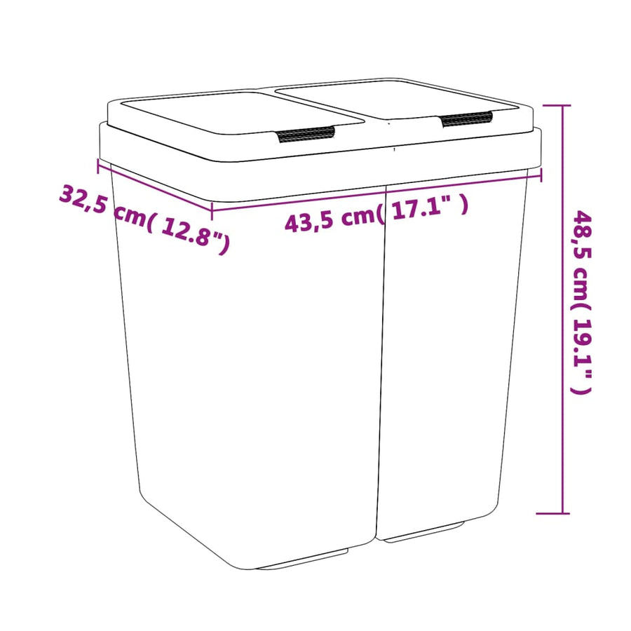 Dubbele Vuilnisbak 2X25 L Kleurig