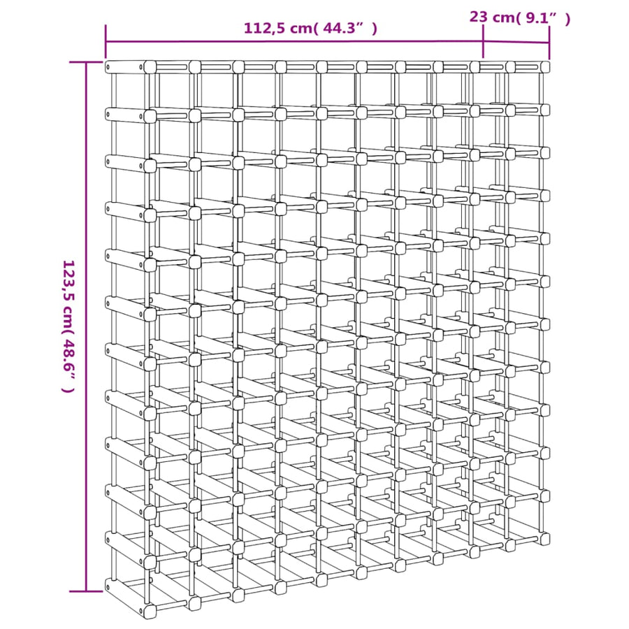 Wijnrek Voor 120 Flessen 112,5X23X123,5Cm Massief Grenenhout
