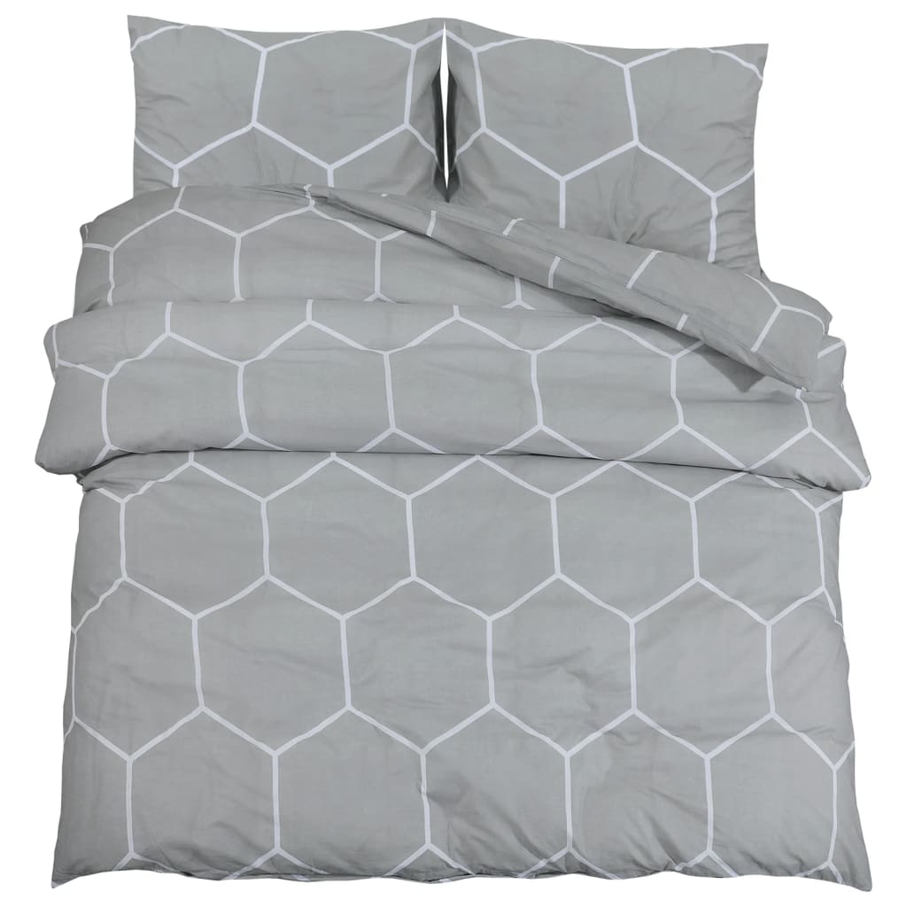 Dekbedovertrekset 240x220 cm katoen grijs 240 x 220 cm + 60 x 70 cm