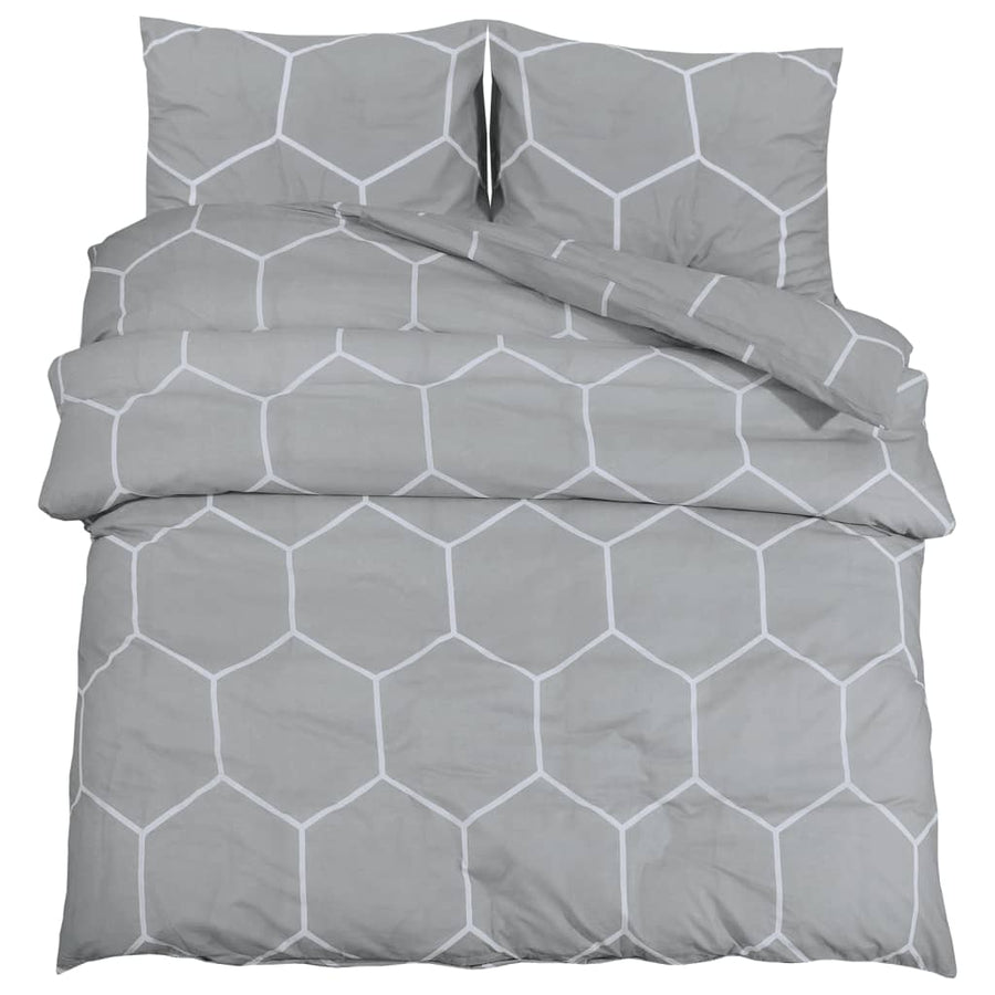 Dekbedovertrekset 200x220 cm katoen grijs 200 x 220 cm + 80 x 80 cm