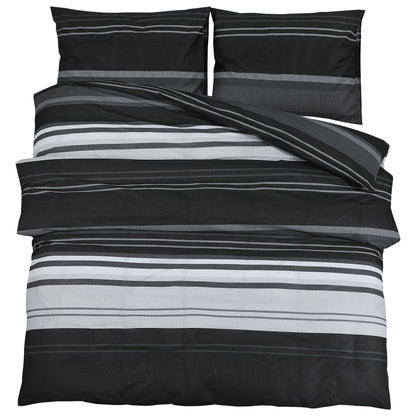 Dekbedovertrekset 200x200 cm katoen zwart en wit 2 200 x 200 cm + 60 x 70 cm