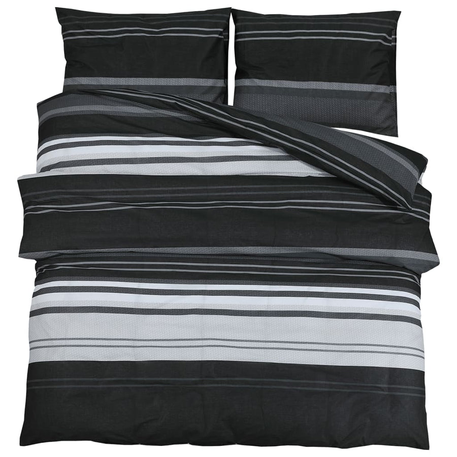Dekbedovertrekset 200x200 cm katoen zwart en wit 2 200 x 200 cm + 60 x 70 cm