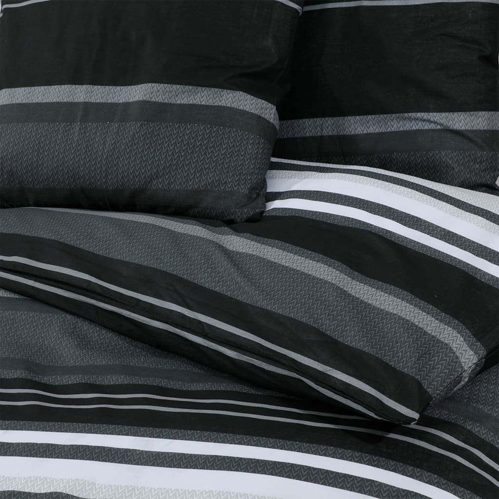 Dekbedovertrekset 200x200 cm katoen zwart en wit 2 200 x 200 cm + 60 x 70 cm