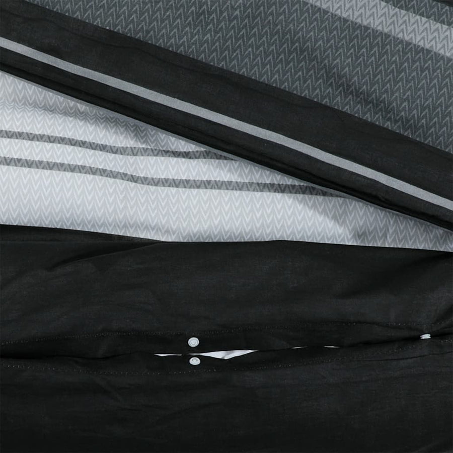Dekbedovertrekset 200x220 cm katoen zwart en wit 2 200 x 220 cm + 80 x 80 cm