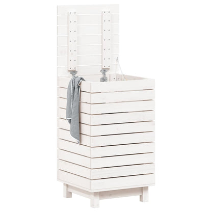 Wasmand 44x44x76 cm massief grenenhout wit