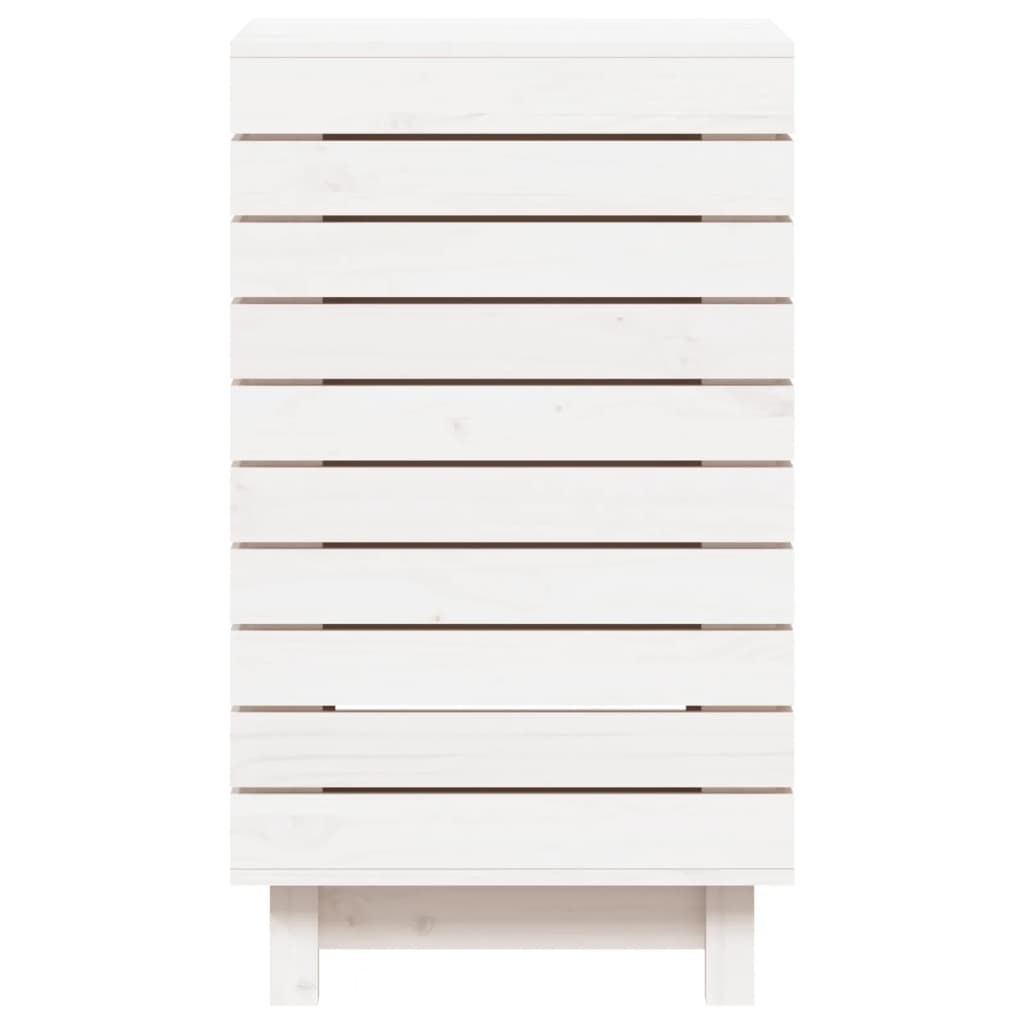 Wasmand 44x44x76 cm massief grenenhout wit