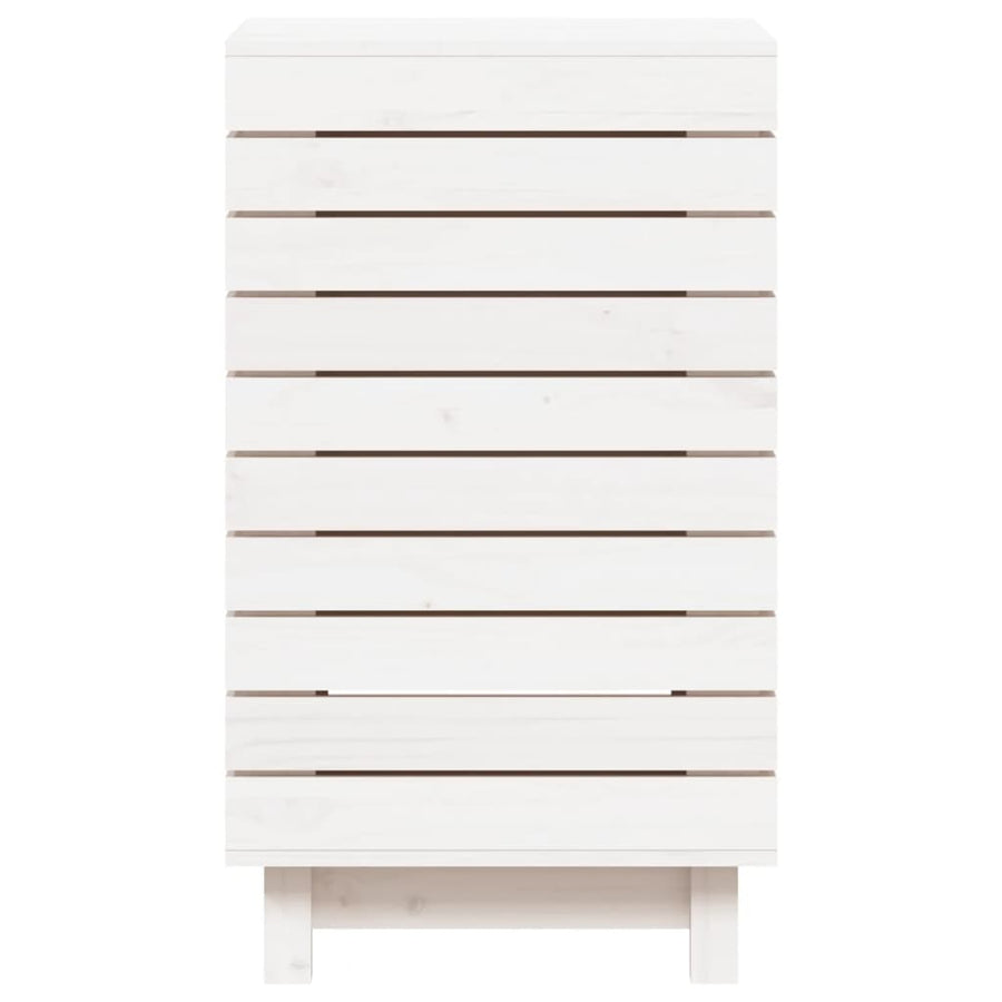 Wasmand 44x44x76 cm massief grenenhout wit