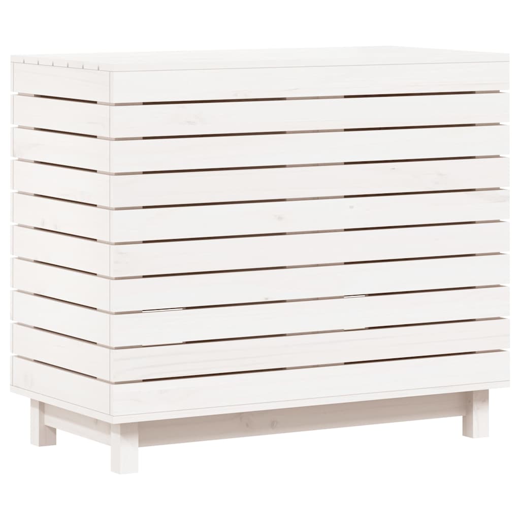 Wasmand 88,5x44x76 cm massief grenenhout wit