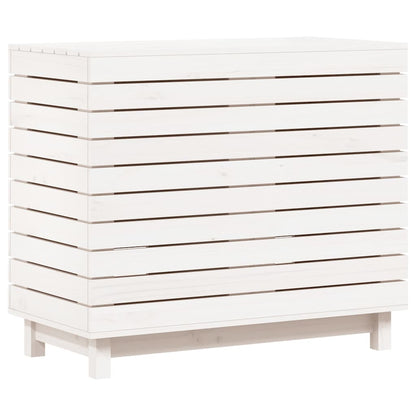 Wasmand 88,5x44x76 cm massief grenenhout wit