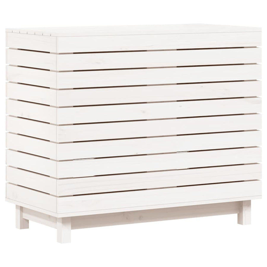 Wasmand 88,5x44x76 cm massief grenenhout wit