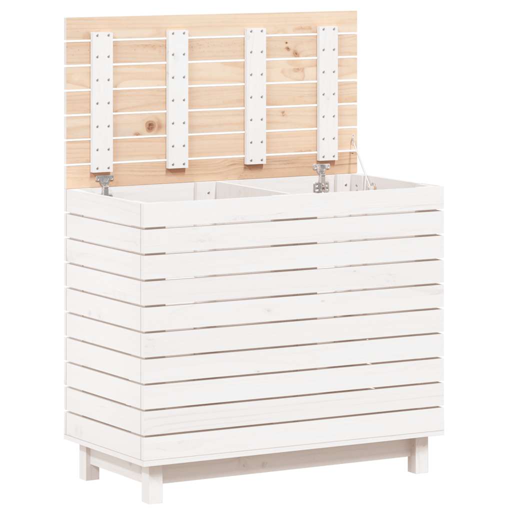 Wasmand 88,5x44x76 cm massief grenenhout wit