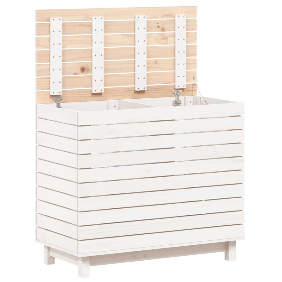 Wasmand 88,5x44x76 cm massief grenenhout wit