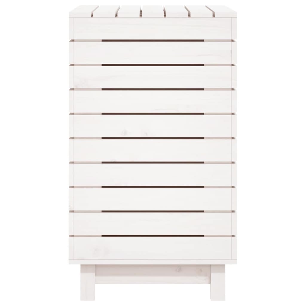 Wasmand 88,5x44x76 cm massief grenenhout wit