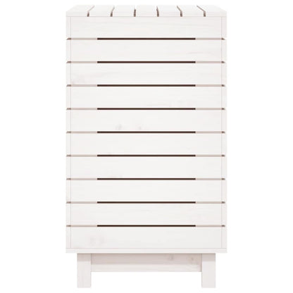 Wasmand 88,5x44x76 cm massief grenenhout wit