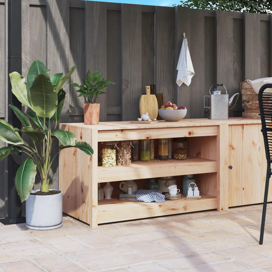 Keukenkast voor buiten 106x55x64 cm massief grenenhout 106 x 55 x 64 cm 2 schappen