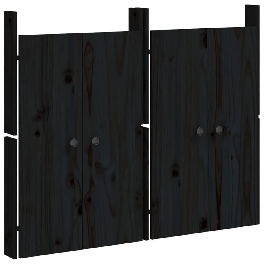 Kastdeurtjes voor buitenkeuken 2 st 50x9x82 cm grenenhout zwart Zwart grenenhout