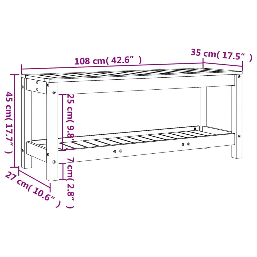 Tuinbank Massief Grenenhout Wit 108 x 35 x 45 cm Wit grenenhout