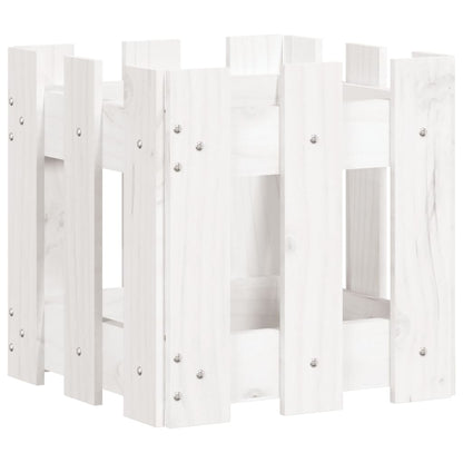 Plantenbak Met Hekontwerp 30X30X30 Cm Massief Grenenhout Wit