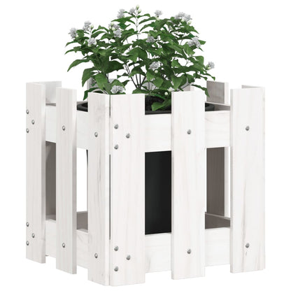 Plantenbak Met Hekontwerp 30X30X30 Cm Massief Grenenhout Wit