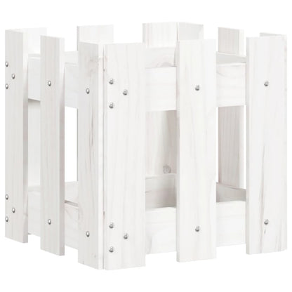 Plantenbak Met Hekontwerp 30X30X30 Cm Massief Grenenhout Wit