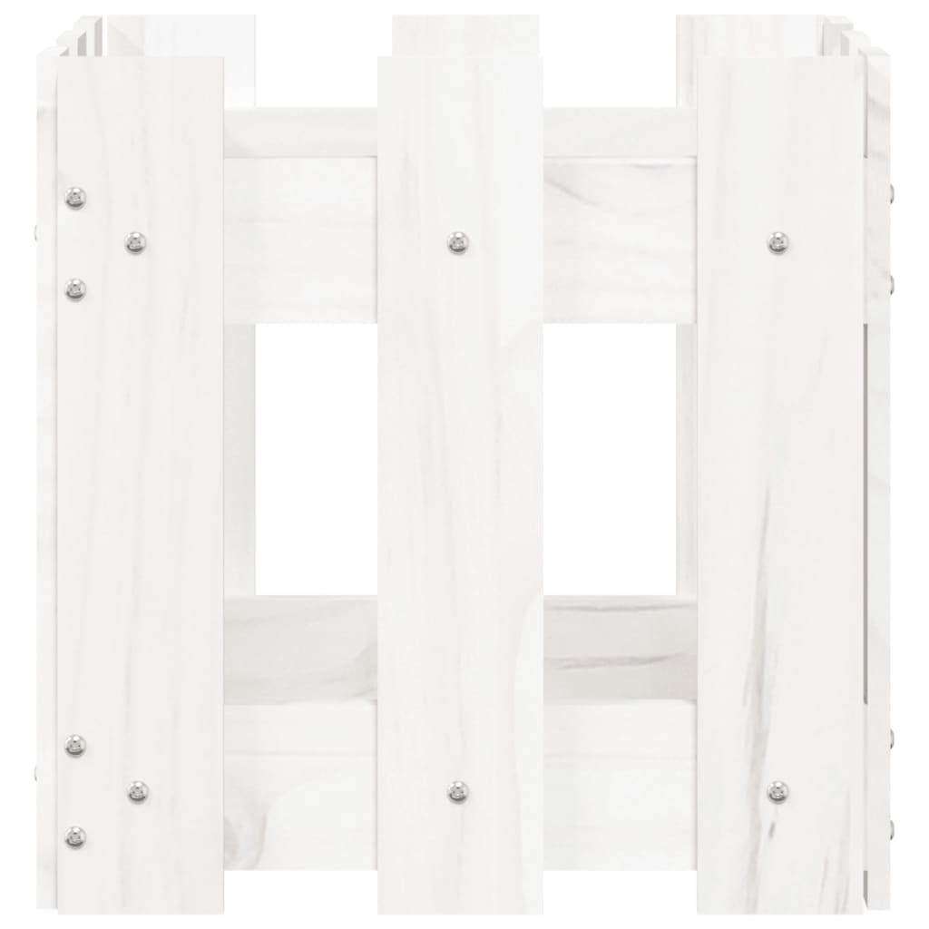 Plantenbak Met Hekontwerp 30X30X30 Cm Massief Grenenhout Wit