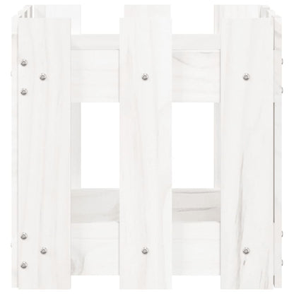 Plantenbak Met Hekontwerp 30X30X30 Cm Massief Grenenhout Wit