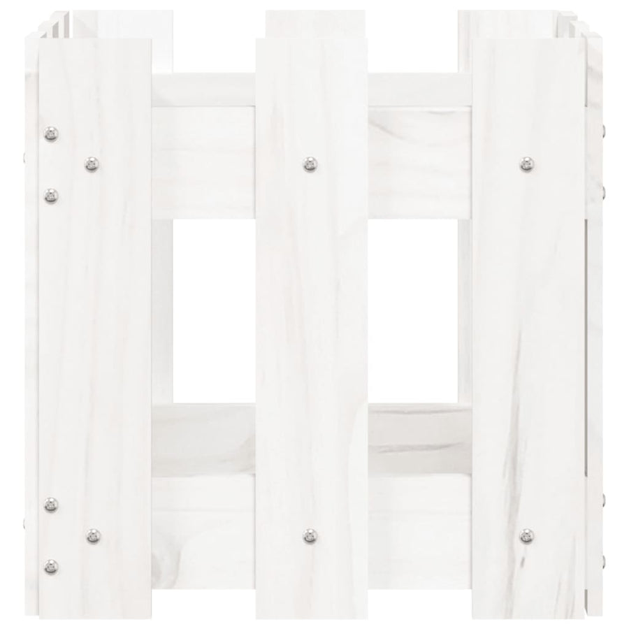 Plantenbak Met Hekontwerp 30X30X30 Cm Massief Grenenhout Wit