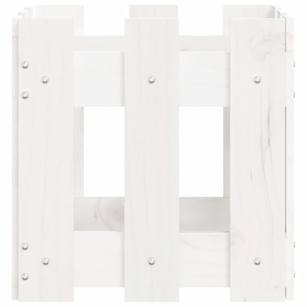 Plantenbak Met Hekontwerp 30X30X30 Cm Massief Grenenhout Wit