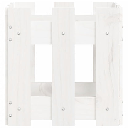 Plantenbak Met Hekontwerp 30X30X30 Cm Massief Grenenhout Wit