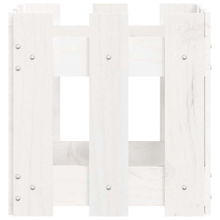 Plantenbak Met Hekontwerp 30X30X30 Cm Massief Grenenhout Wit