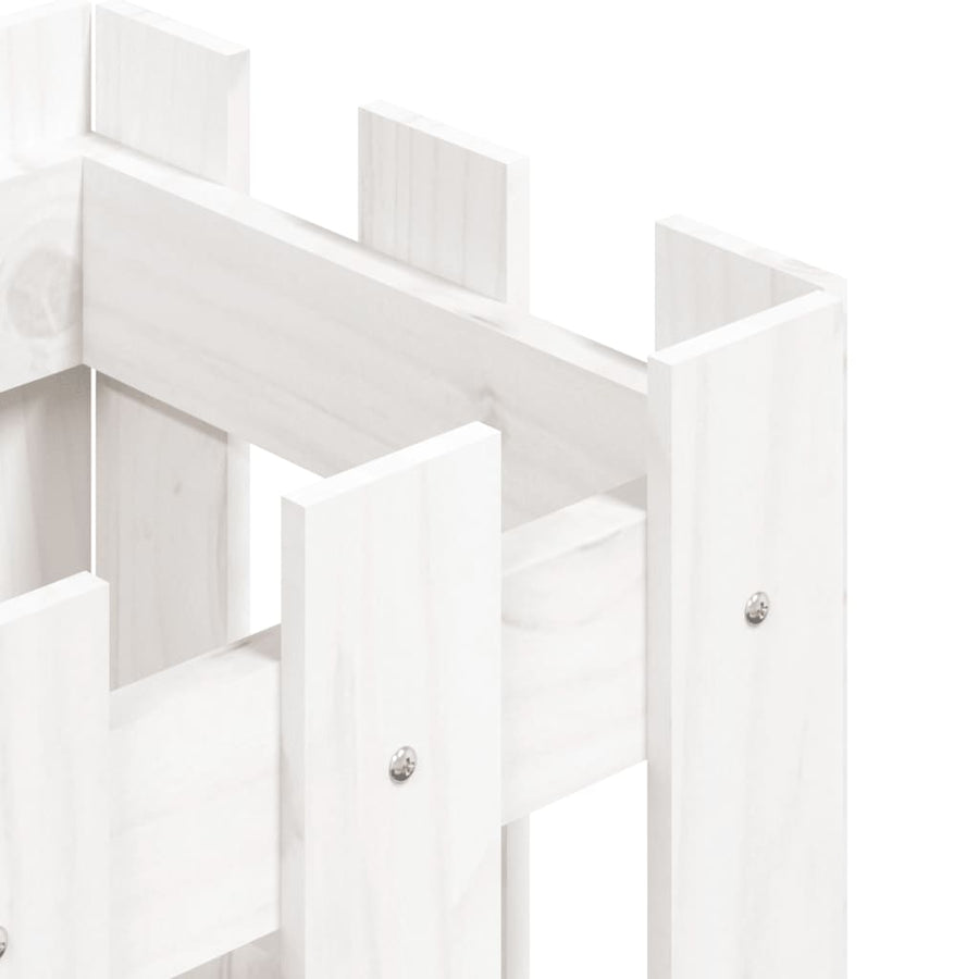 Plantenbak Met Hekontwerp 30X30X30 Cm Massief Grenenhout Wit