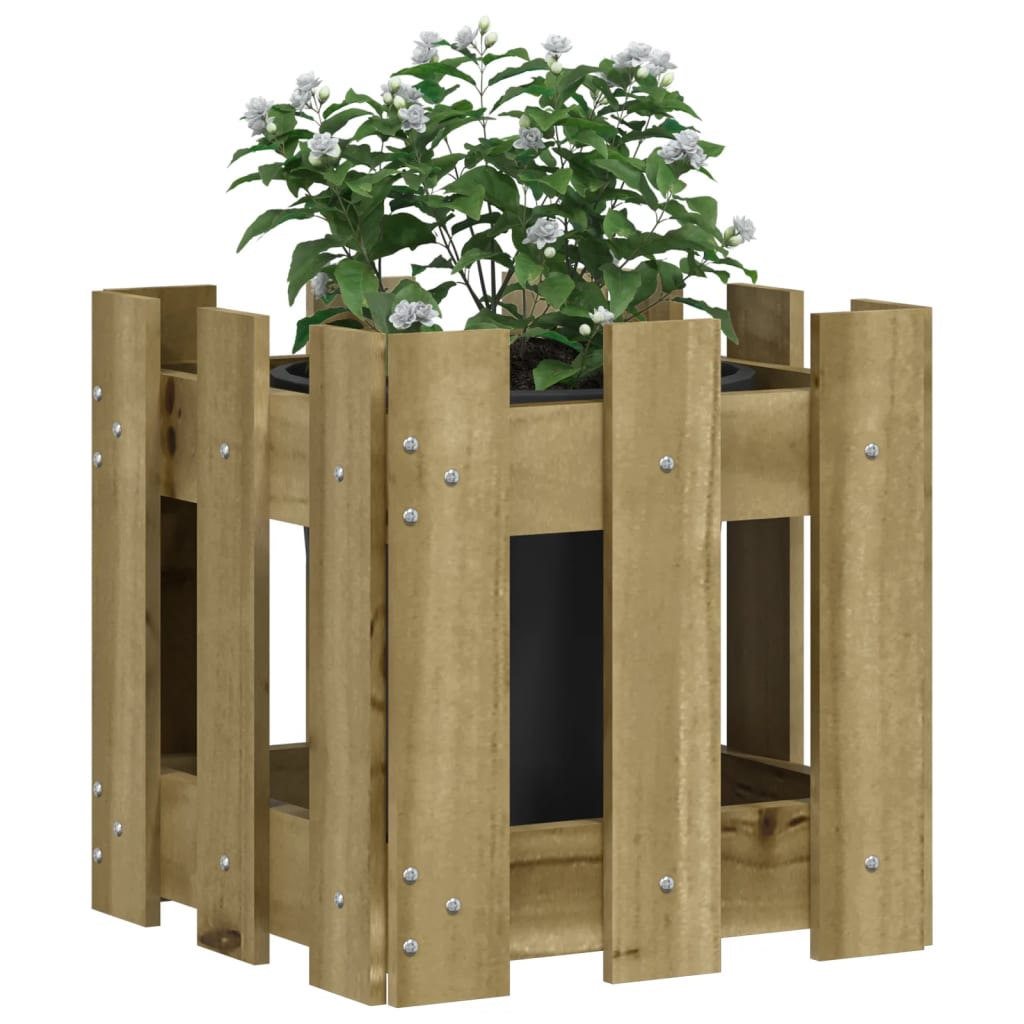 Plantenbak Met Hekontwerp 30X30X30 Cm Geïmpregneerd Grenenhout