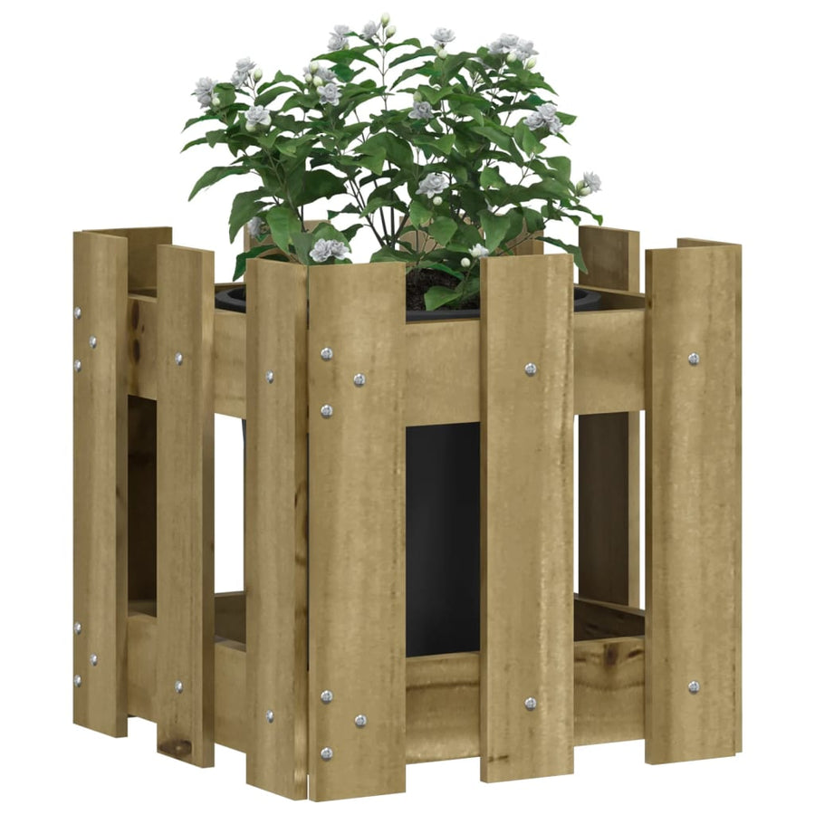 Plantenbak Met Hekontwerp 30X30X30 Cm Geïmpregneerd Grenenhout
