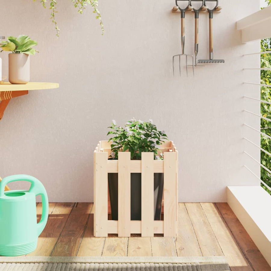 Plantenbak Met Hekontwerp 40X40X40 Cm Massief Grenenhout
