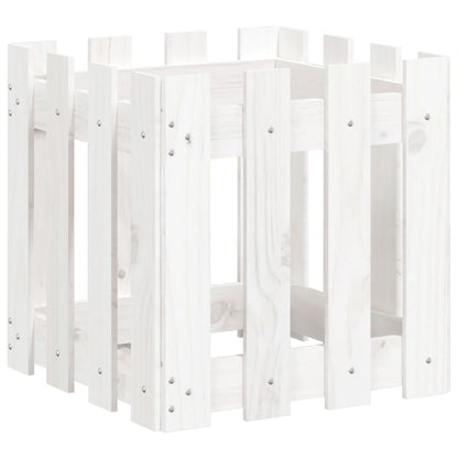 Plantenbak Met Hekontwerp 40X40X40 Cm Massief Grenenhout Wit