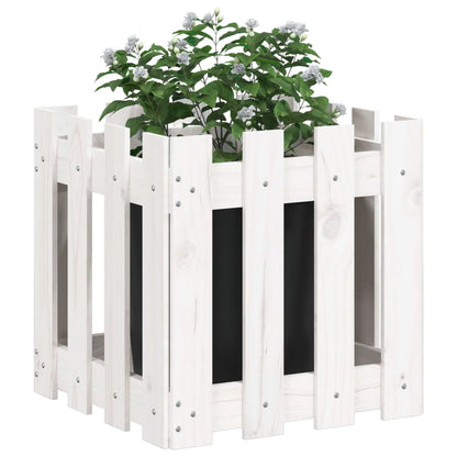 Plantenbak Met Hekontwerp 40X40X40 Cm Massief Grenenhout Wit