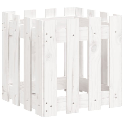 Plantenbak Met Hekontwerp 40X40X40 Cm Massief Grenenhout Wit