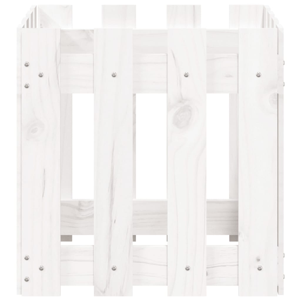 Plantenbak Met Hekontwerp 40X40X40 Cm Massief Grenenhout Wit