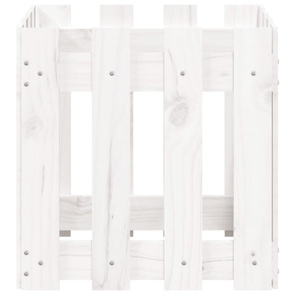 Plantenbak Met Hekontwerp 40X40X40 Cm Massief Grenenhout Wit