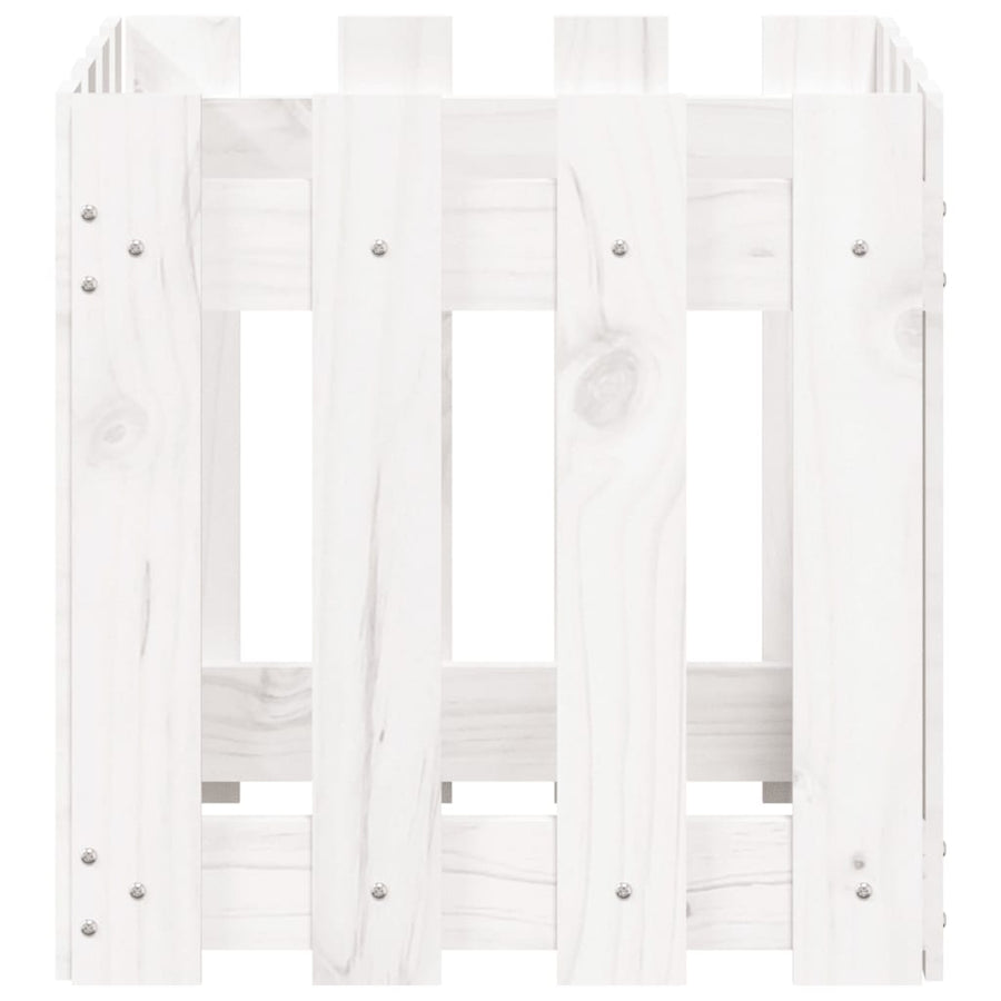 Plantenbak Met Hekontwerp 40X40X40 Cm Massief Grenenhout Wit