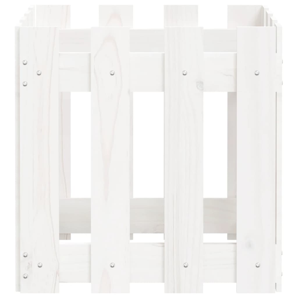 Plantenbak Met Hekontwerp 40X40X40 Cm Massief Grenenhout Wit