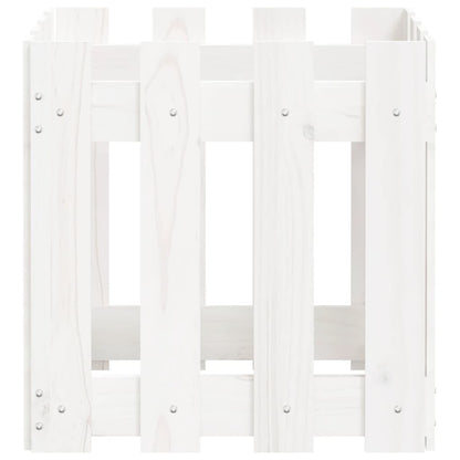 Plantenbak Met Hekontwerp 40X40X40 Cm Massief Grenenhout Wit