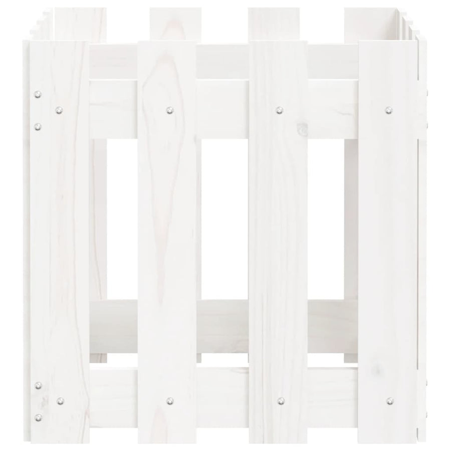 Plantenbak Met Hekontwerp 40X40X40 Cm Massief Grenenhout Wit
