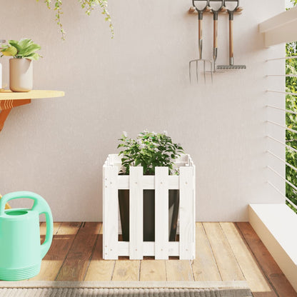 Plantenbak Met Hekontwerp 40X40X40 Cm Massief Grenenhout Wit