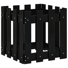 Plantenbak Met Hekontwerp 40X40X40 Cm Massief Grenenhout Zwart