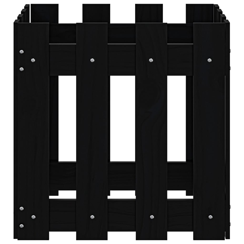 Plantenbak Met Hekontwerp 40X40X40 Cm Massief Grenenhout Zwart