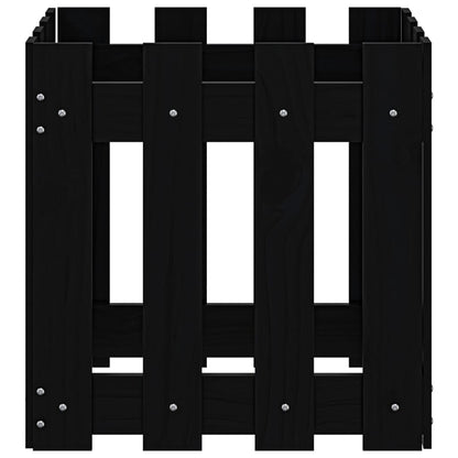 Plantenbak Met Hekontwerp 40X40X40 Cm Massief Grenenhout Zwart