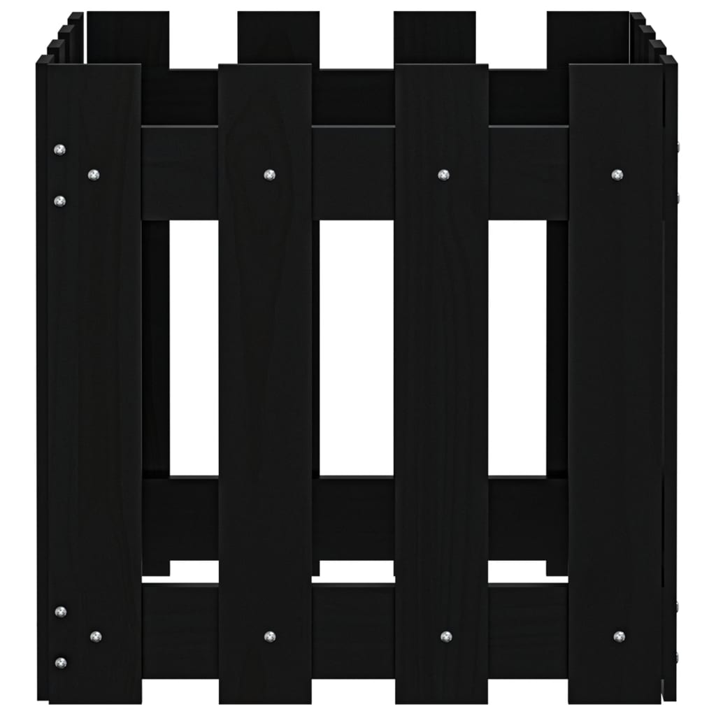 Plantenbak Met Hekontwerp 40X40X40 Cm Massief Grenenhout Zwart