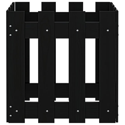 Plantenbak Met Hekontwerp 40X40X40 Cm Massief Grenenhout Zwart